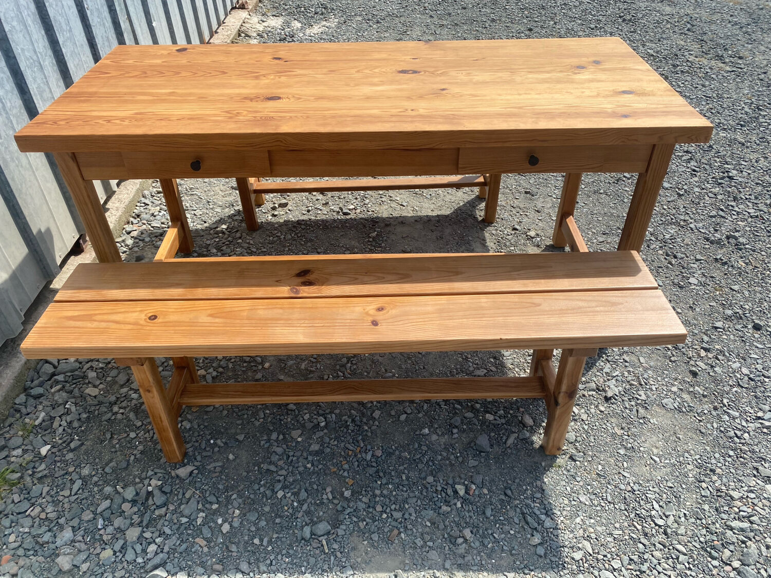 Table and benches by Pierre Begué