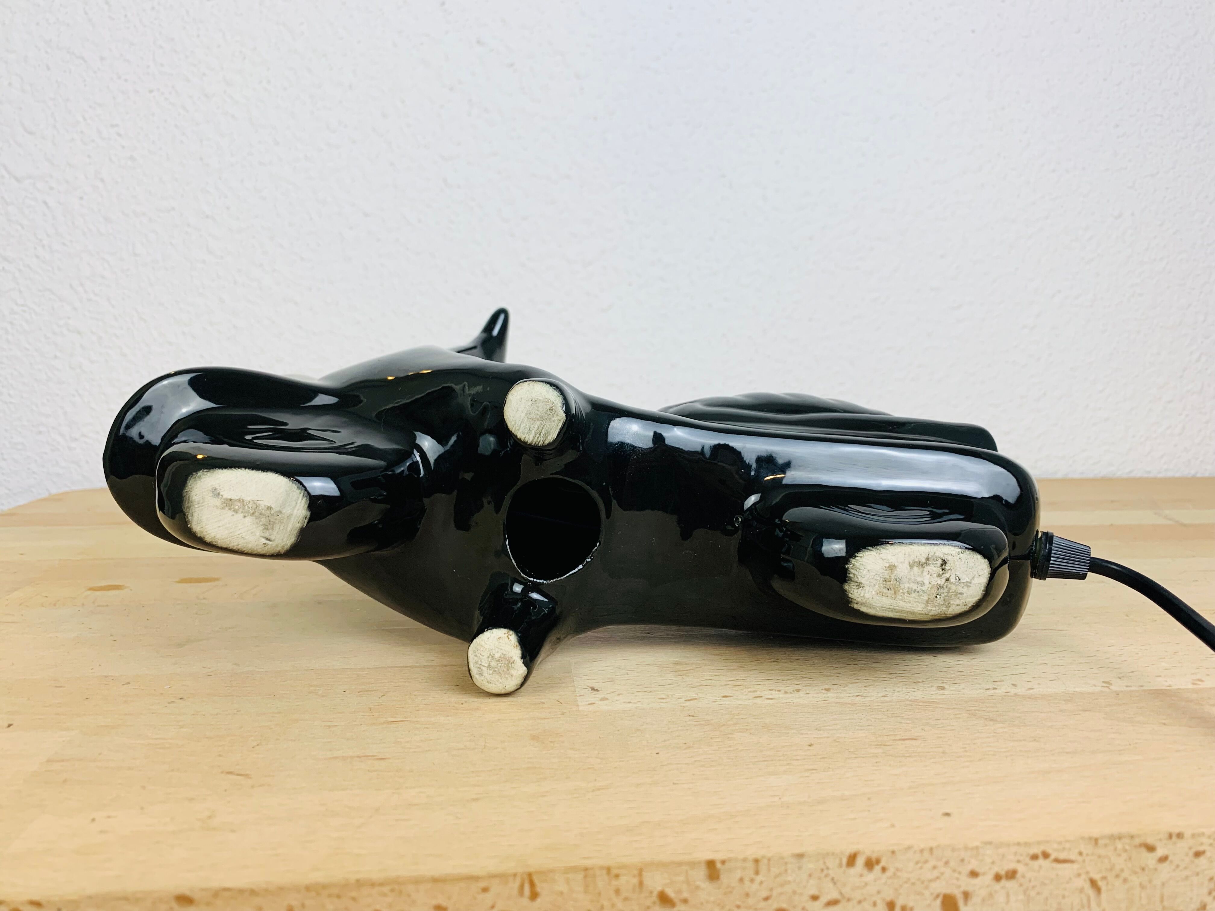Lampe scooter céramique noire vintage