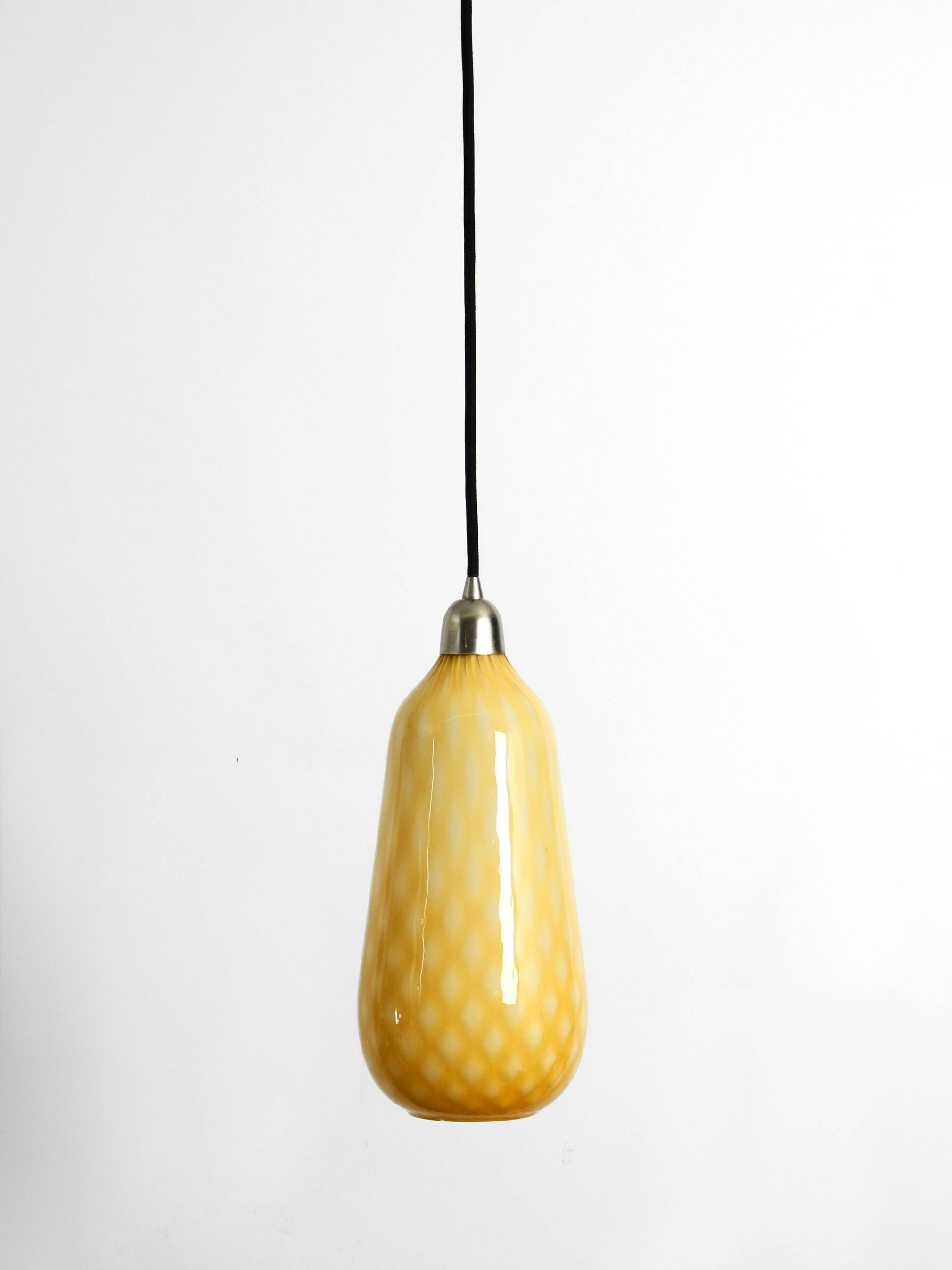 Beautiful yellow & white italian Mid Century Murano glass pendant lamp