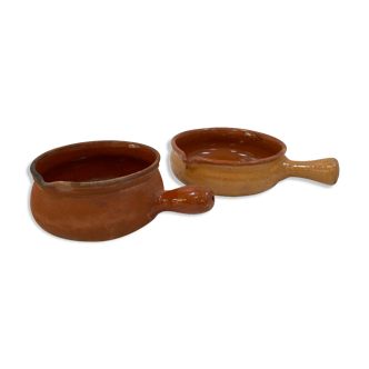 Set of 2 vintage stoneware fondue pots