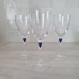 3 wine/water glasses Crystal d'Arques model Venice Sapphire blue