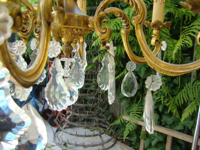 Lustre St Louis XV bronze and ancient crystal