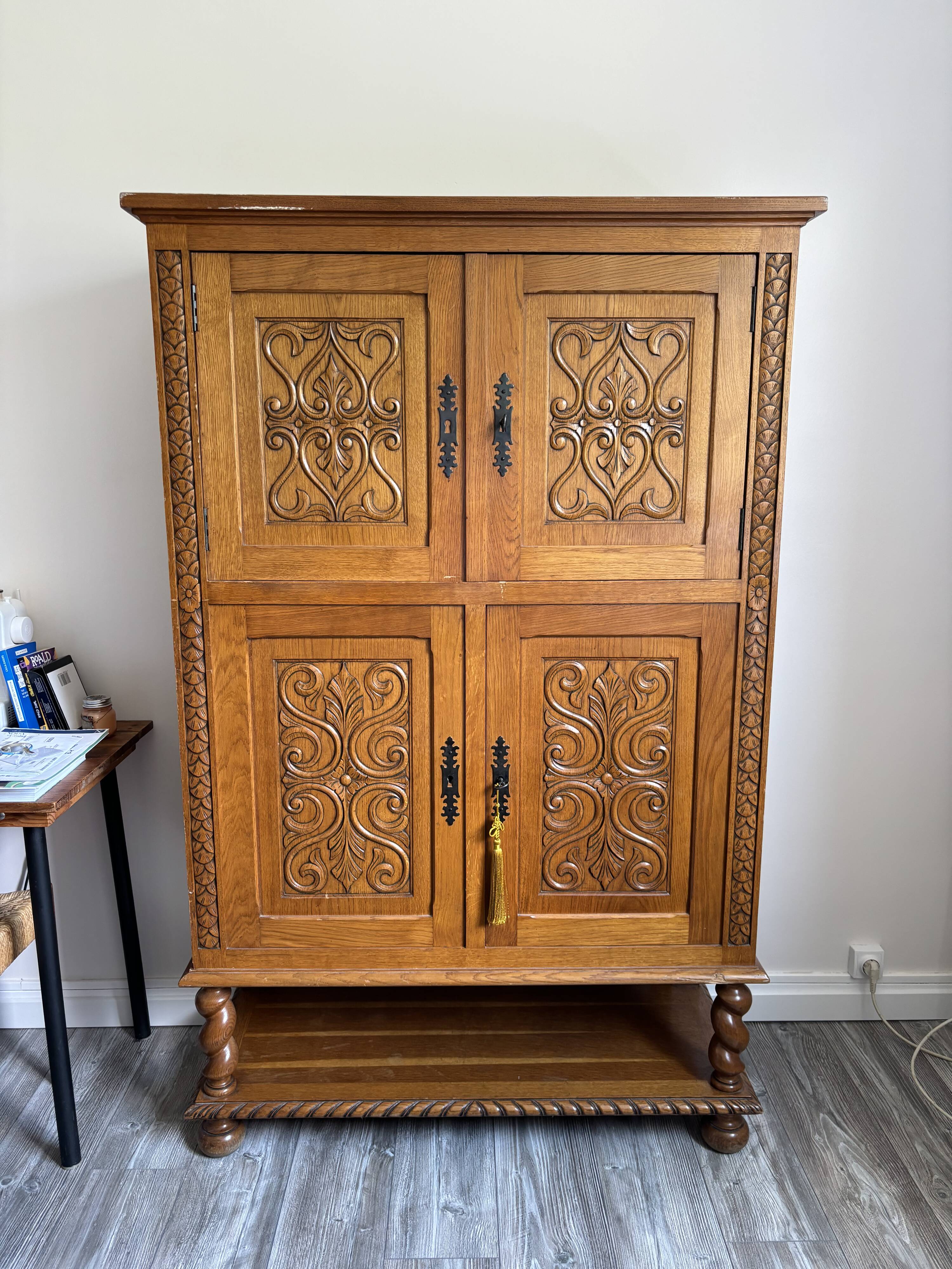 Vintage carved wood cabinet