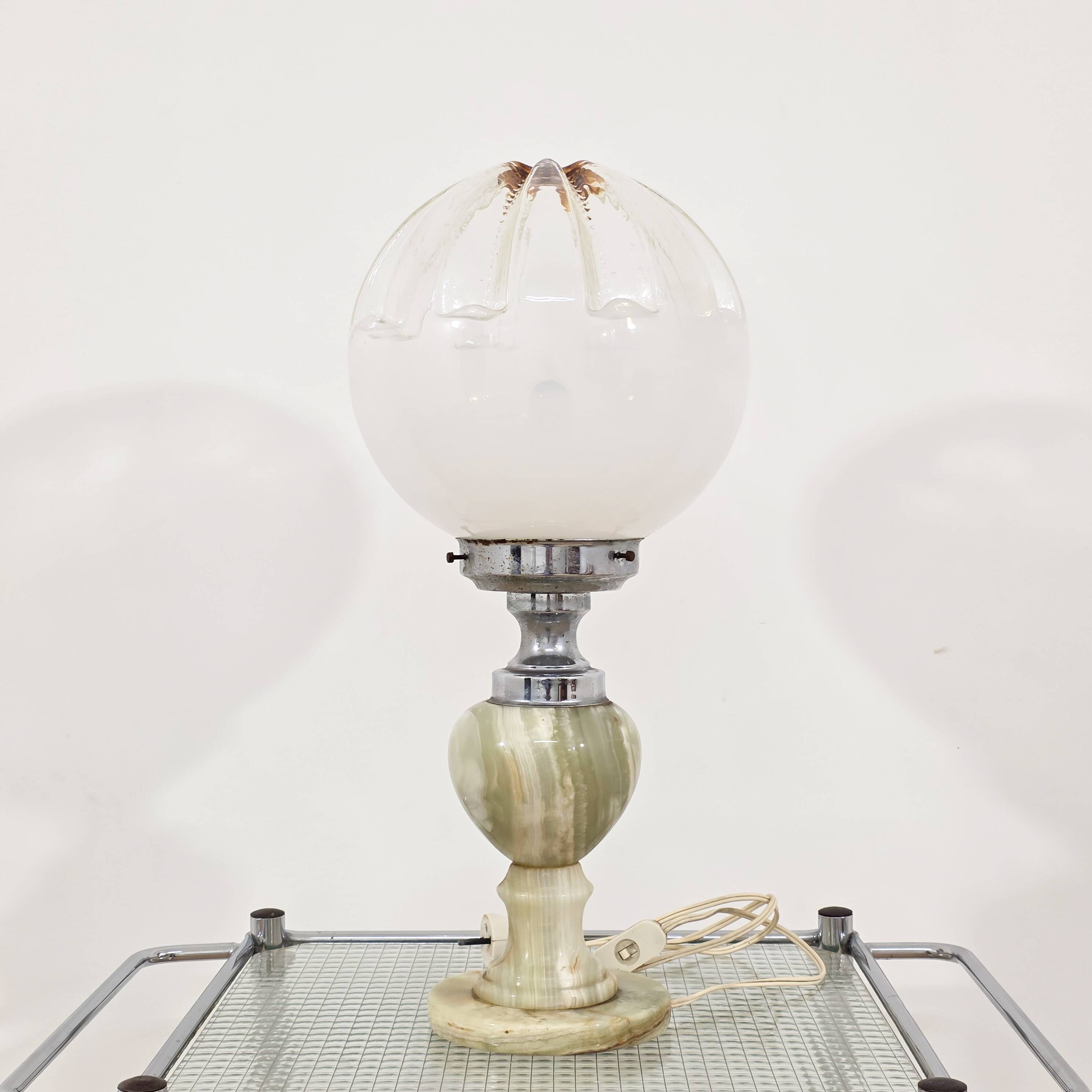 1960s Onyx and Murano Glass Lamp
