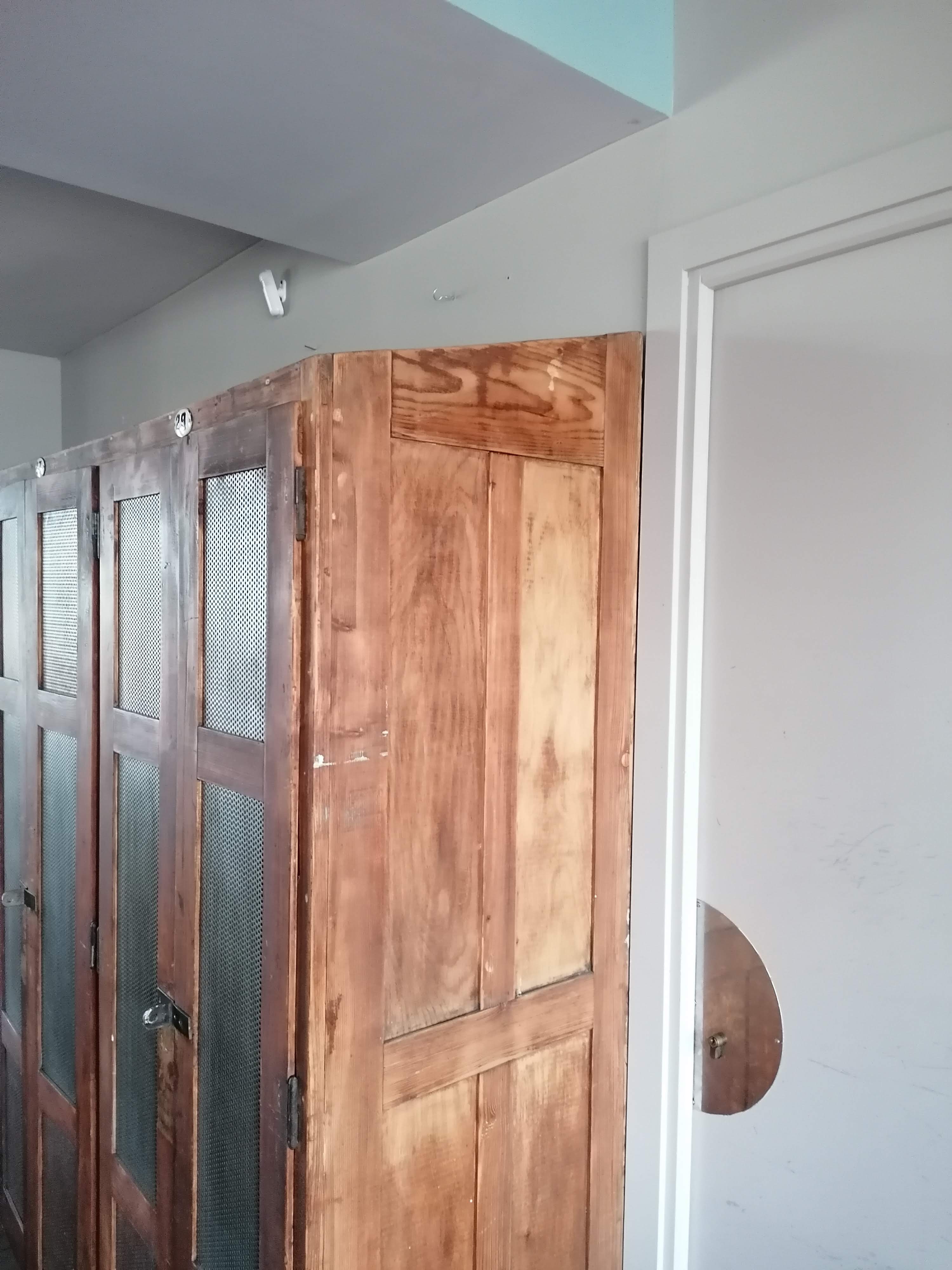 Vintage wooden wardrobe, 4 doors, cloakroom style.