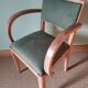 Fauteuil bridge art deco bouclette verte