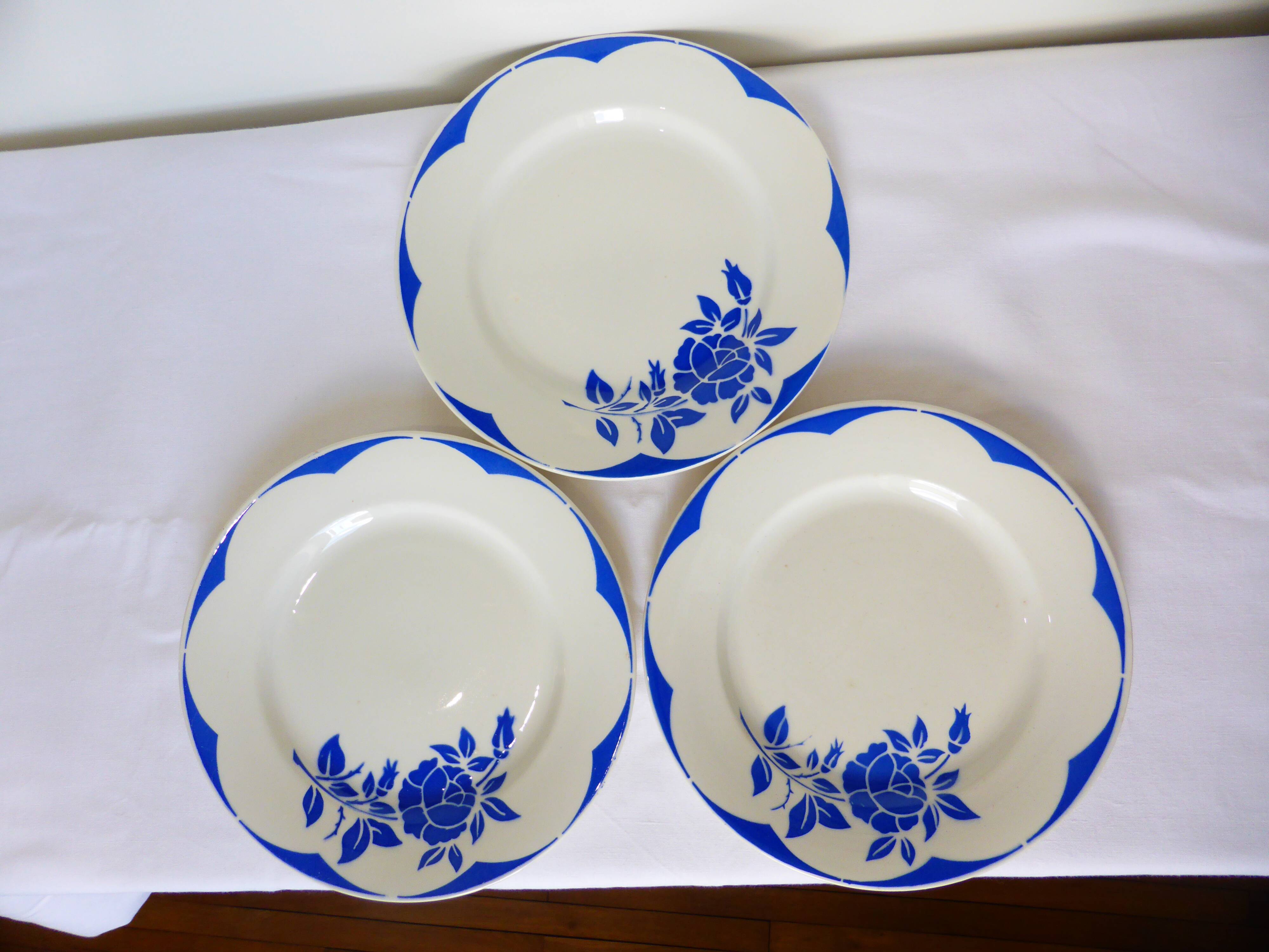 3 flat plates of Digoin Sarreguemines model Corsica