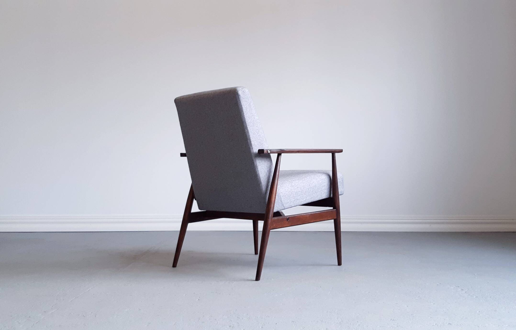 1960 henryk lis mid century armchair in grey tweed