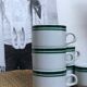 Lot 6 tasses en porcelaine blanc rayure vert