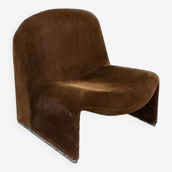 Alky Lounge Chair in Brown Corduroy by Giancarlo Piretti for Anonima Castelli | Italian Space Age