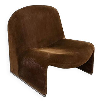 Alky Lounge Chair in Brown Corduroy by Giancarlo Piretti for Anonima Castelli | Italian Space Age
