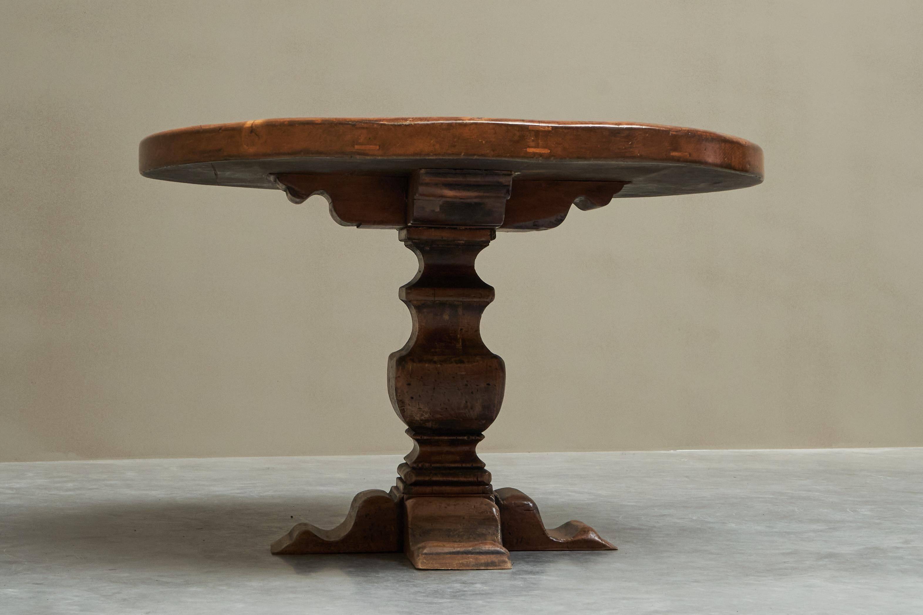 Sculptural table in solid oak, 1960s