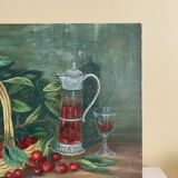 cherry canvas painting signed