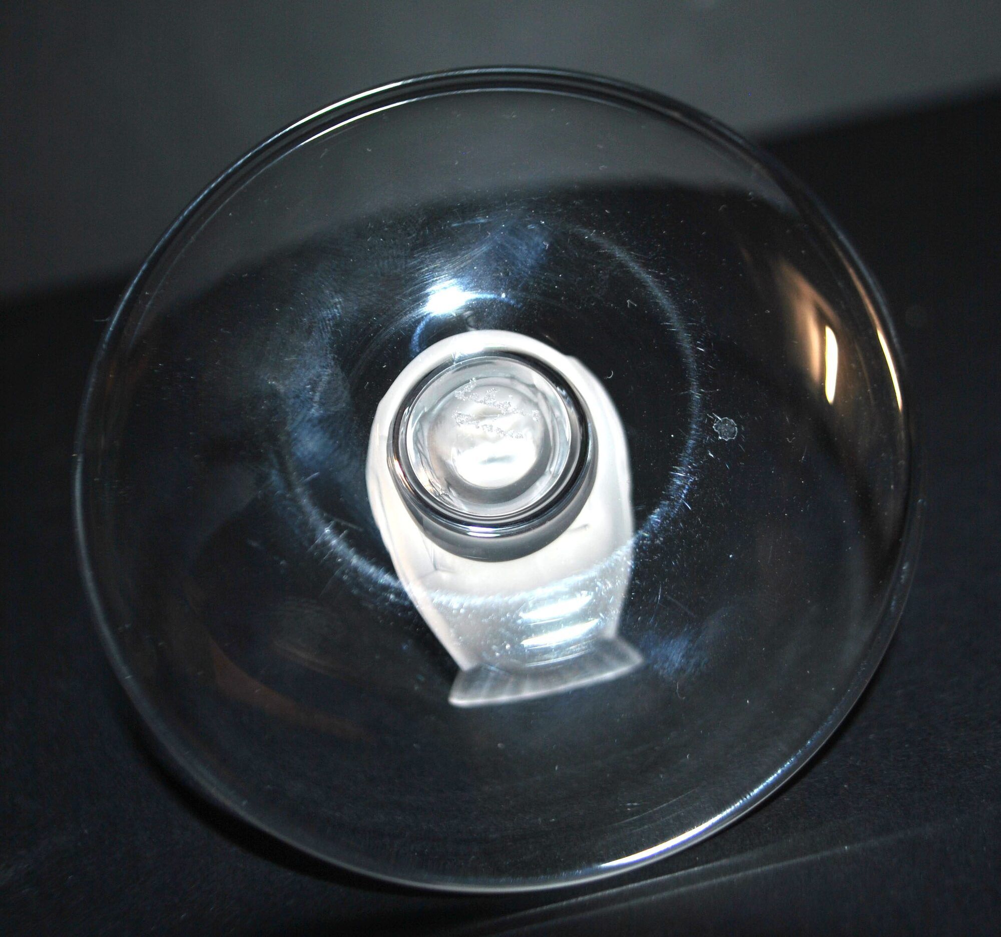 Lalique ashtray bowl Cheeky Sparrow crystal frosted and signed