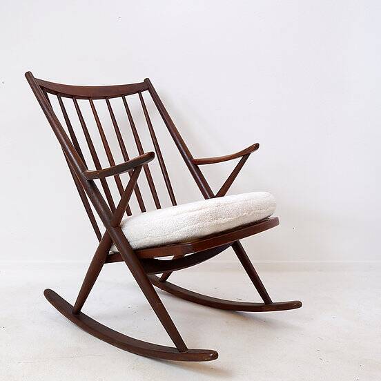 Rocking chair by Frank Reenskaug for Bramin, 1960s - New White Boucle Fabric