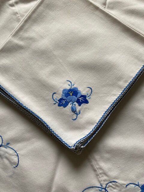 Embroidered tablecloth and towels