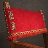 Antique Italian walnut armchair with red fabric from 19th century