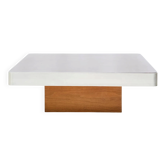 Brown coffee table and brushed aluminium, Italy, 1970s