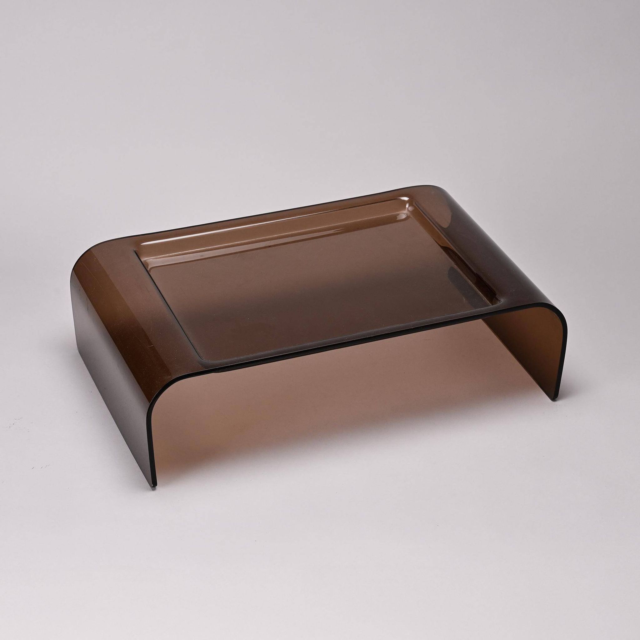 Smoked plexiglass bed tray, circa 1970