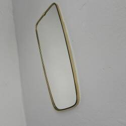 Miroir vintage avec bord en aluminium doré, années 1960