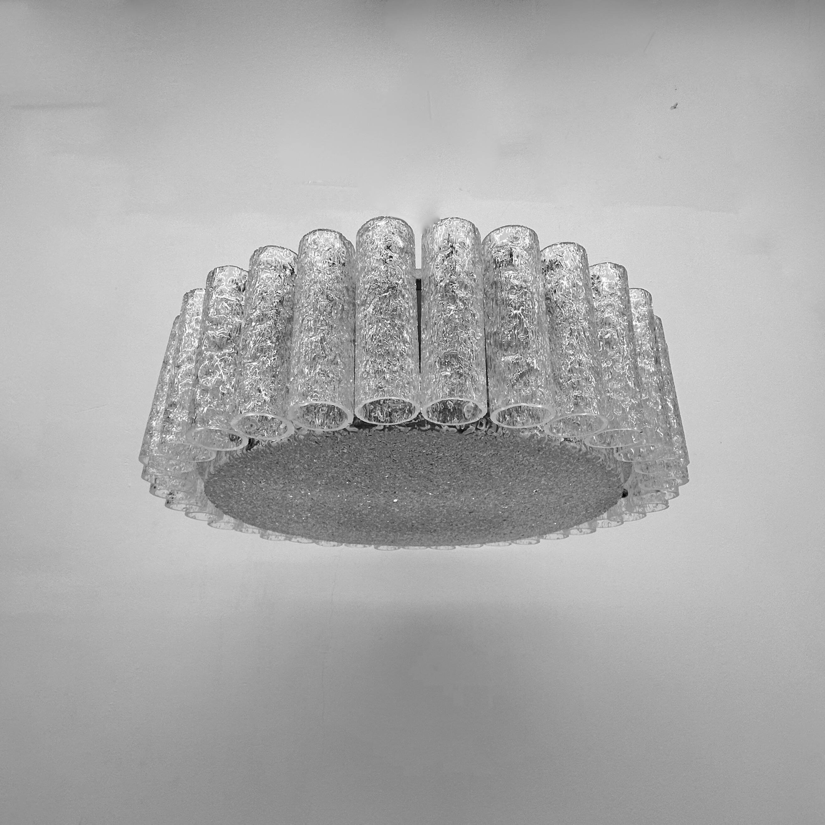 Glass Tubes Chandelier Flush mount from Doria Leuchten, 1960s