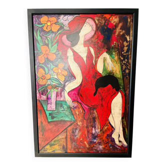 Oil Painting on Panel Large Format Signed Linda Le Kinf