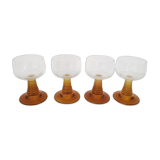 4 vintage foot glasses