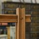 1950s Brutalist style solid oak mirror