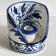 Blue ceramic hand candle holder vintage craft