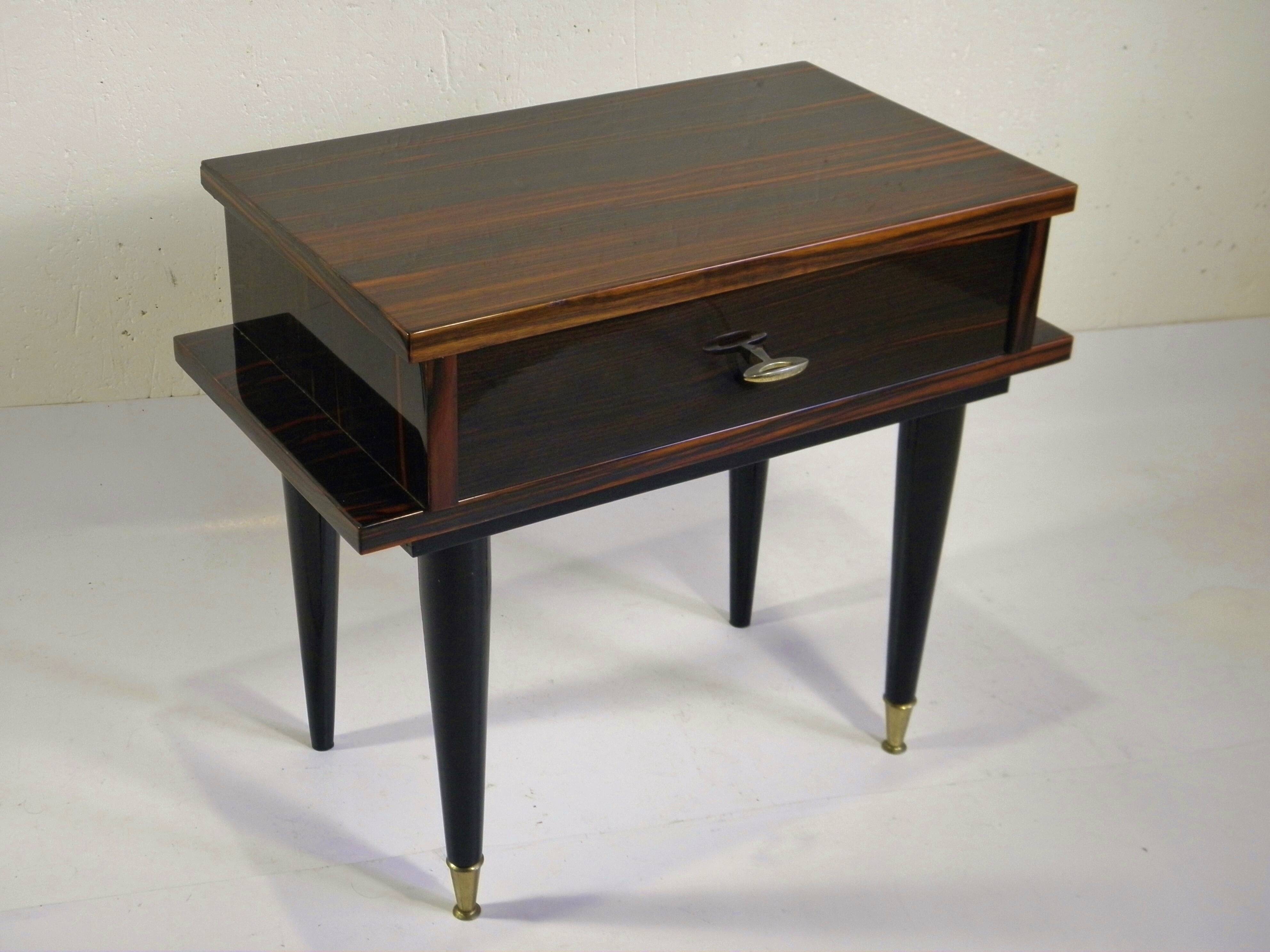 NIGHTSTAND in MACASSAR EBONY - 1960s