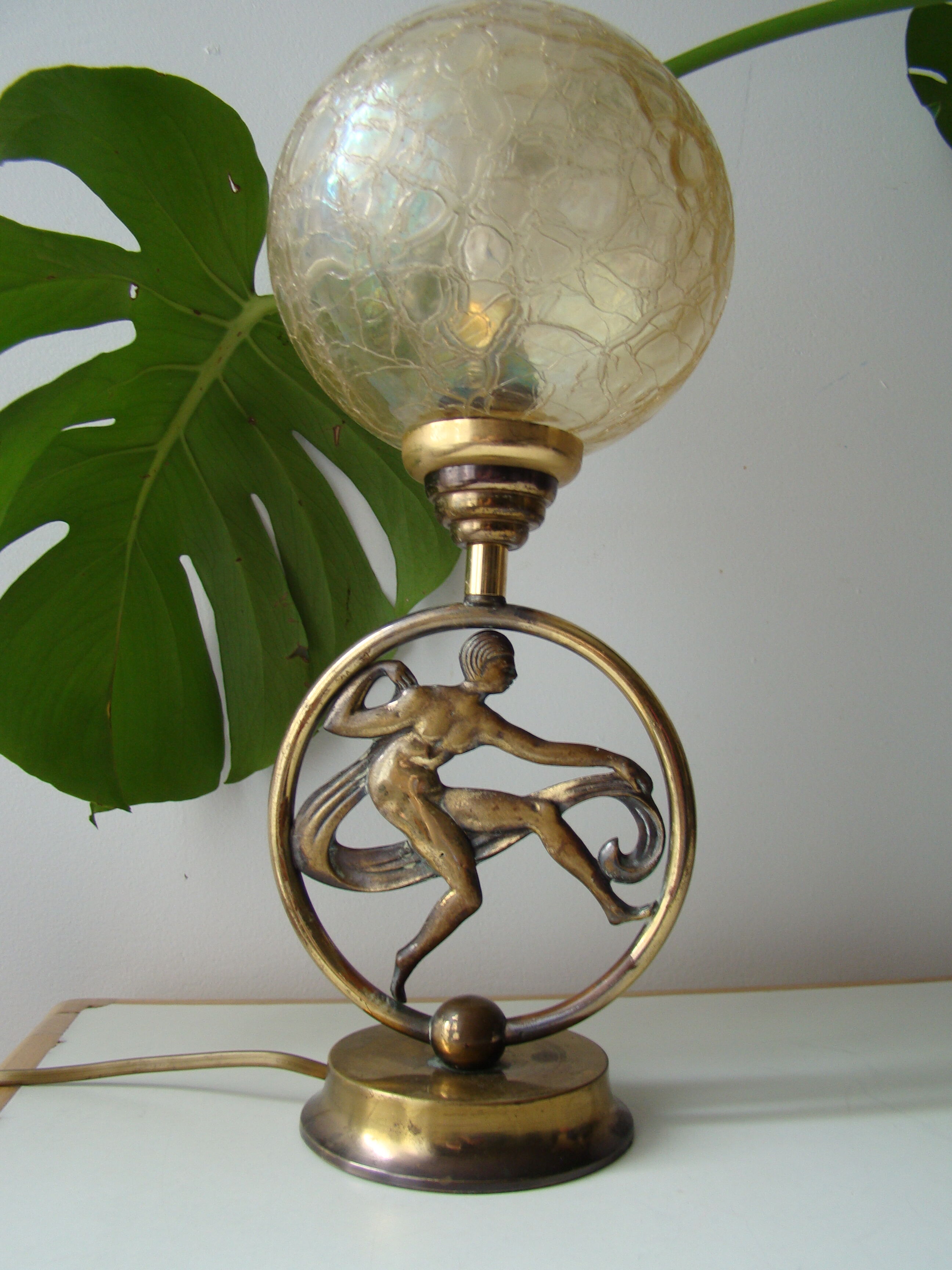Art Deco golden brass lamp
