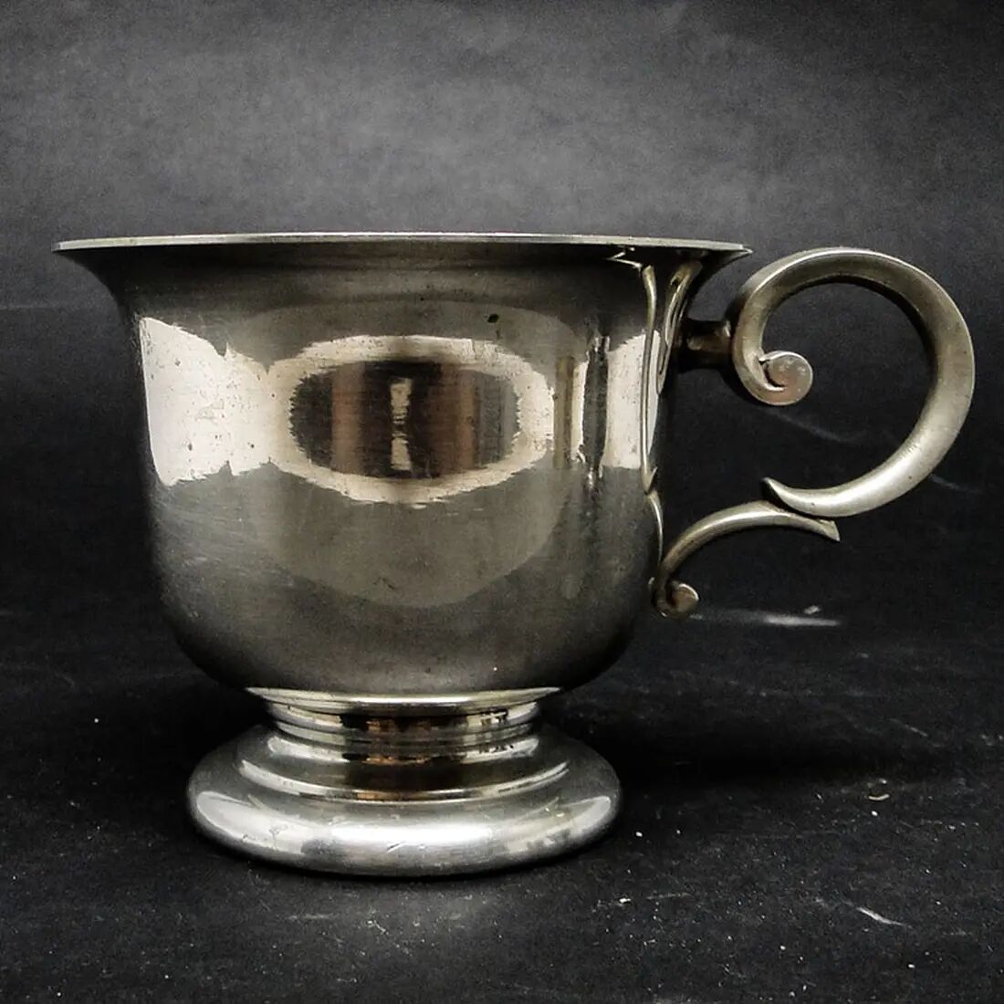 Art Deco bouillon cup, silver-plated brass, Fraget, Poland, 1950s