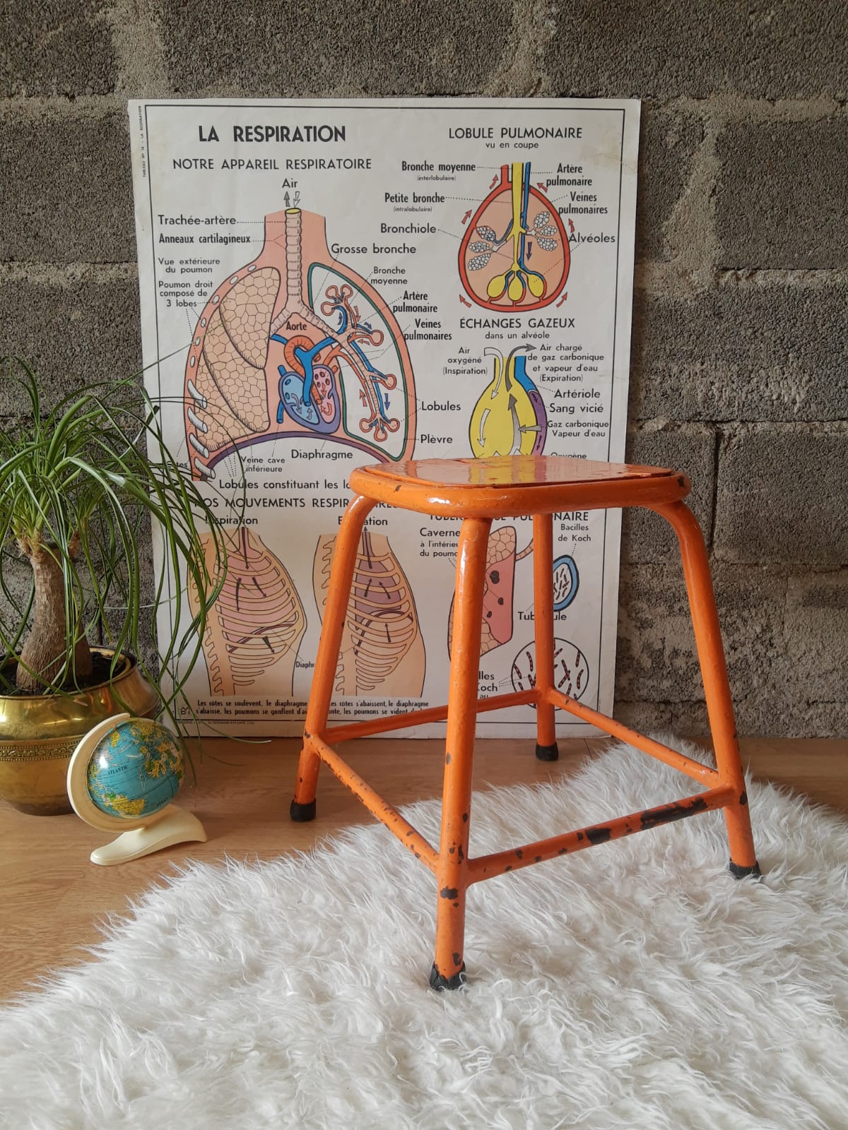 Pair of low metal stools industrial workshop - vintage
