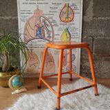 Pair of low metal stools industrial workshop - vintage