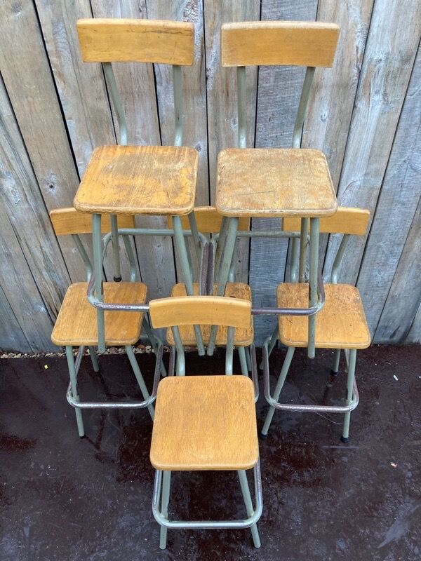 High industrial stools (60cm) – ideal for your project – green frame