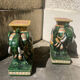 Lot of 2 vintage glazed ceramic elephants