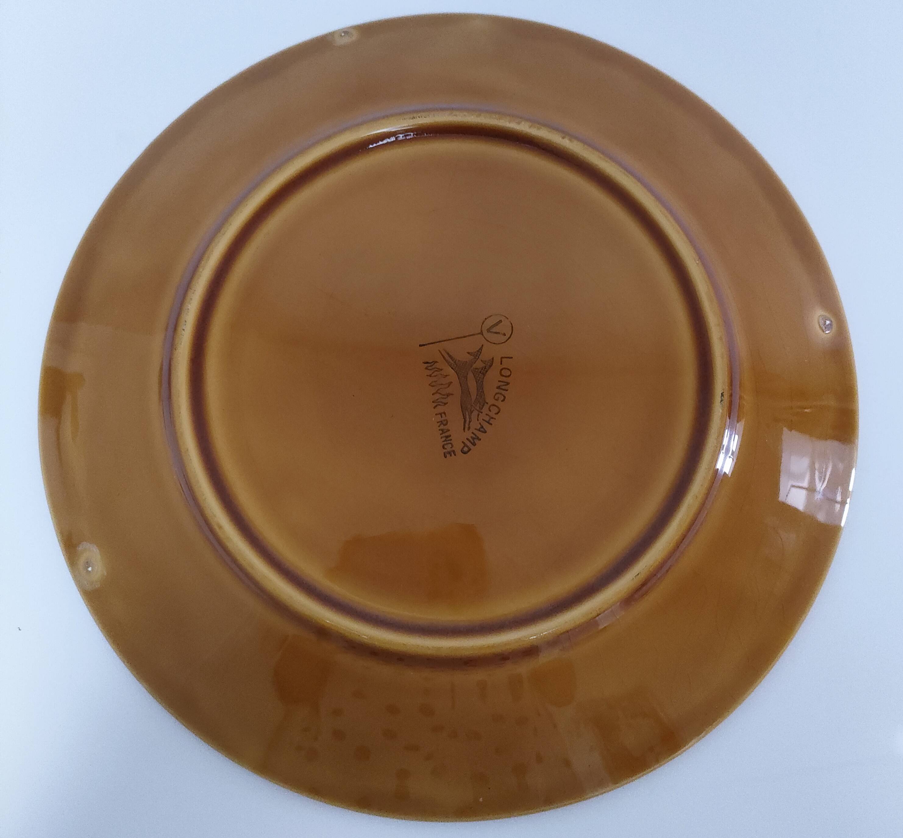 10 assiettes décor poisson par Robert Picault pour Longchamp