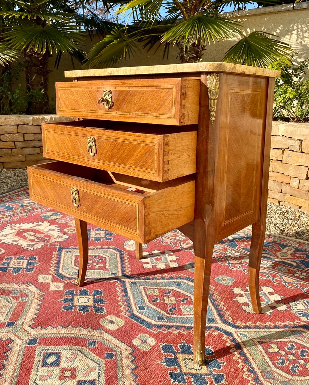 Dresser transition marquetry and bronze style Louis XV