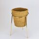 Carl Auböck II paper basket in raffia and brass, umbrella stand, 1950s