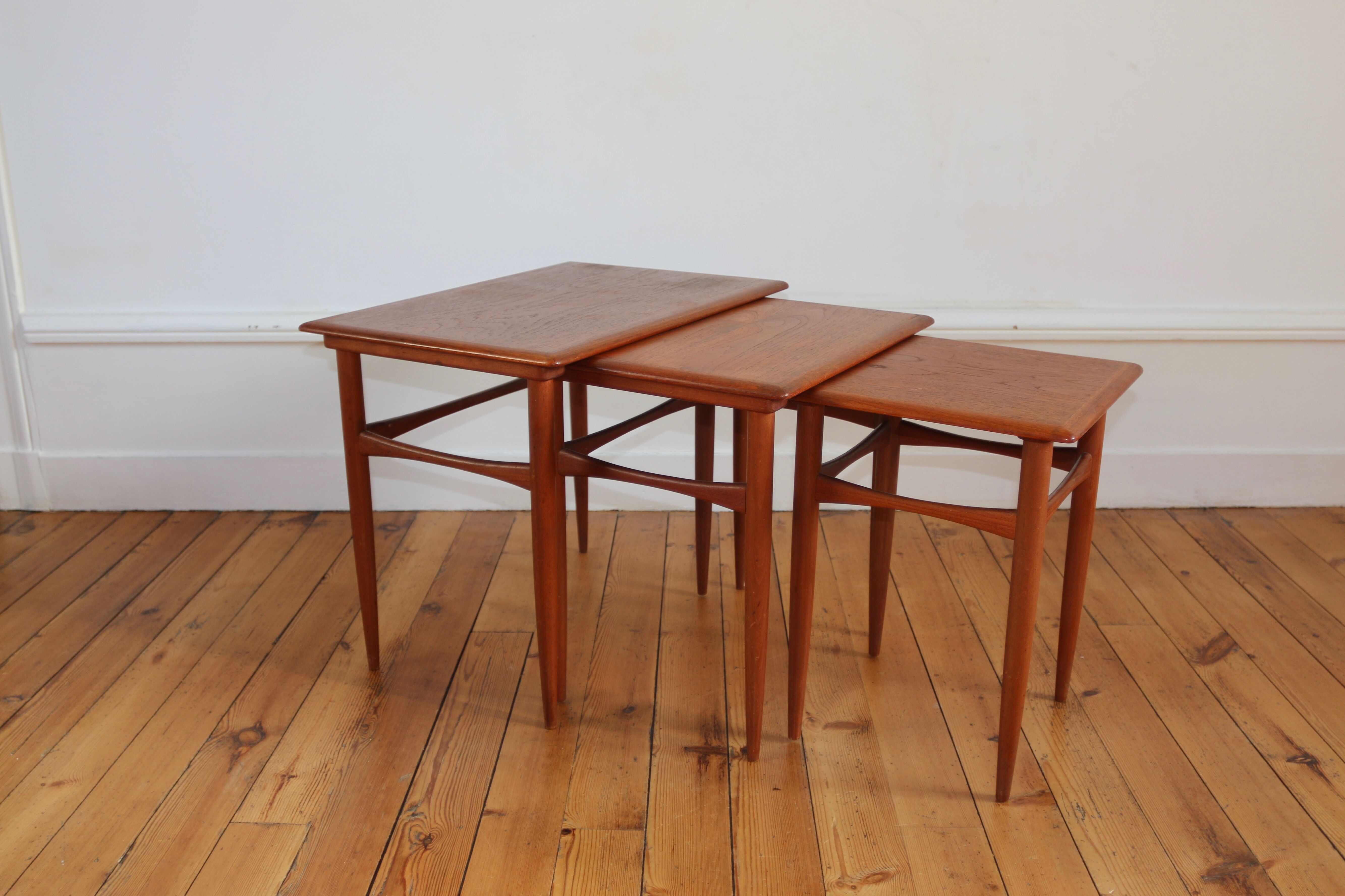 Scandinavian trundle tables made in teak Kai Kristiansen