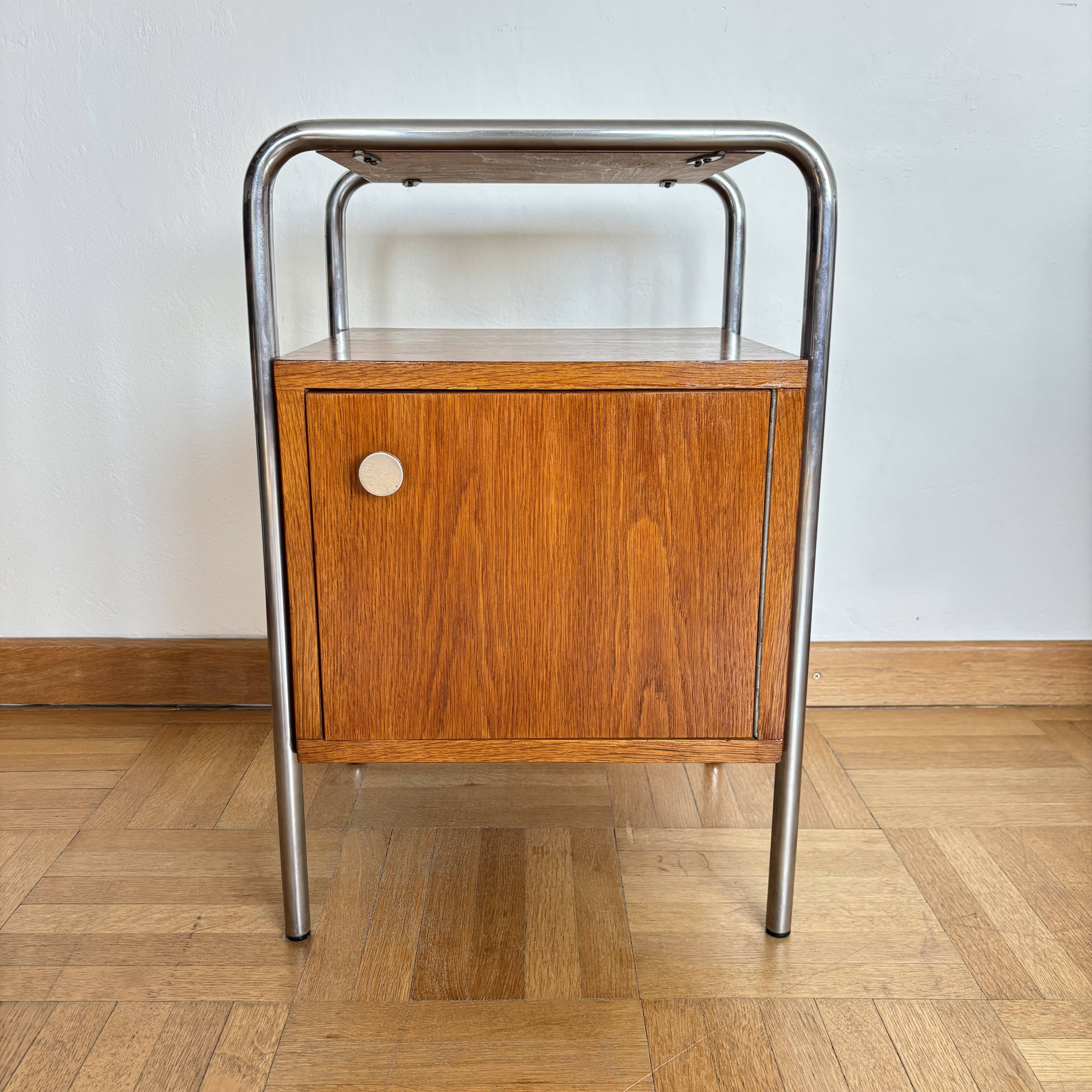 Functionalist bedside table, Kovona, Czechoslovakia
