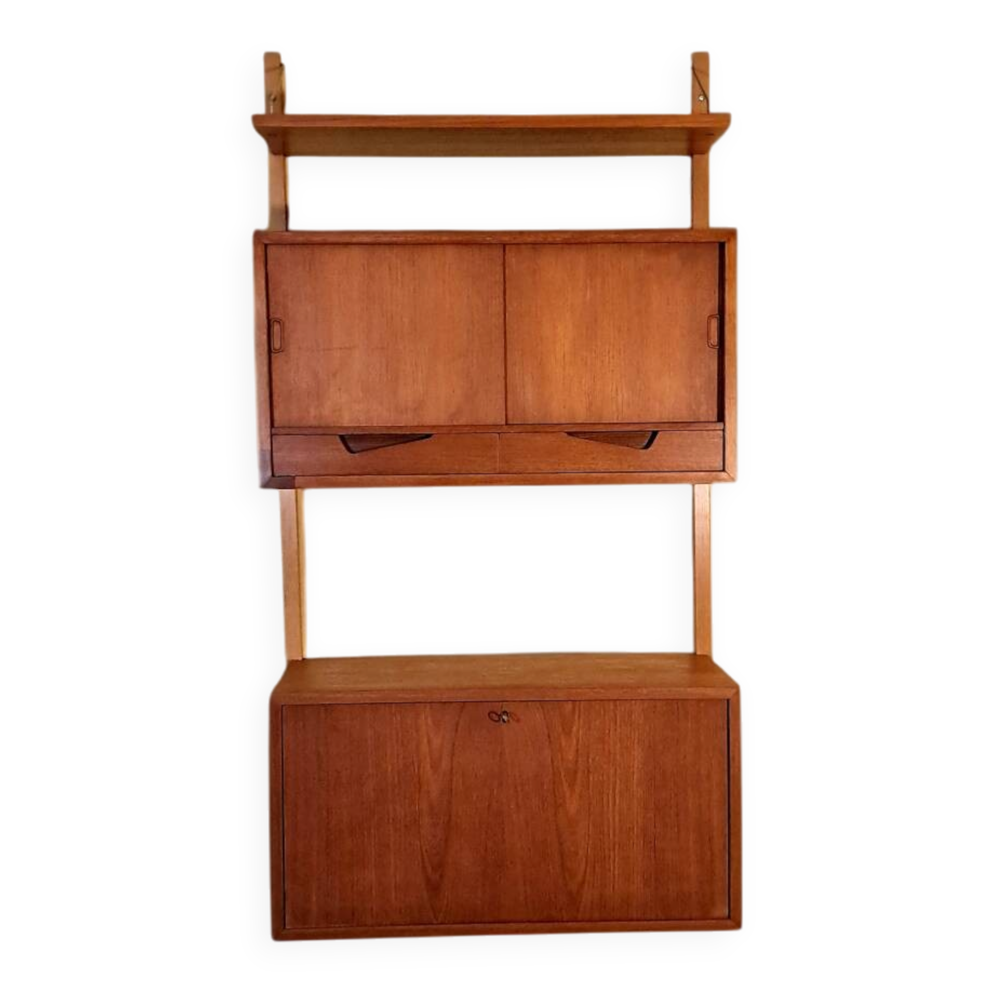 Secrétaire mural en teck RIVAL, Vintage Scandinave 1960s