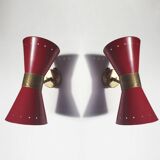 Pair of Italian Diabolo wall lights, 1950s design