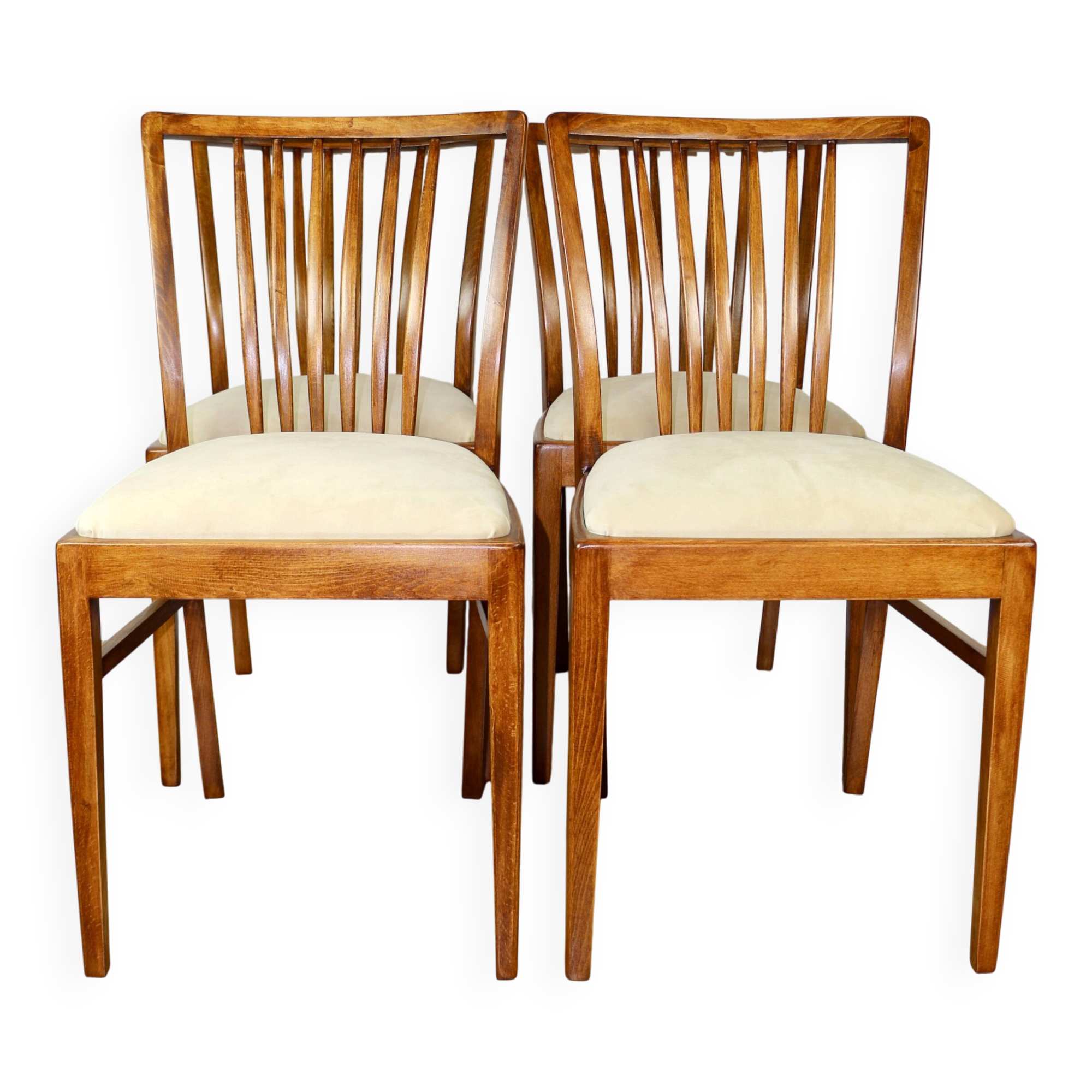 Vintage chairs beige velvet - set of 4