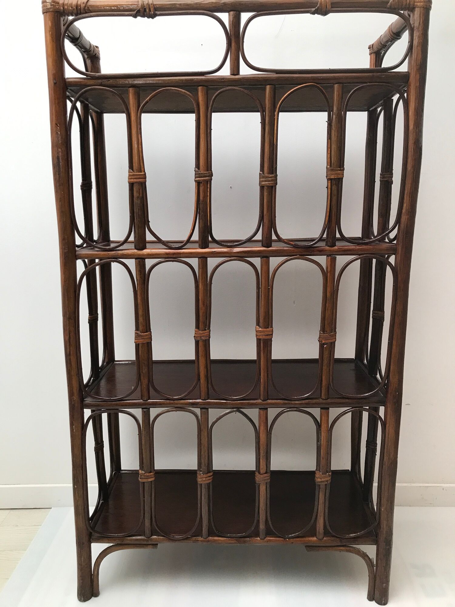 Vintage shelf in wicker rattan