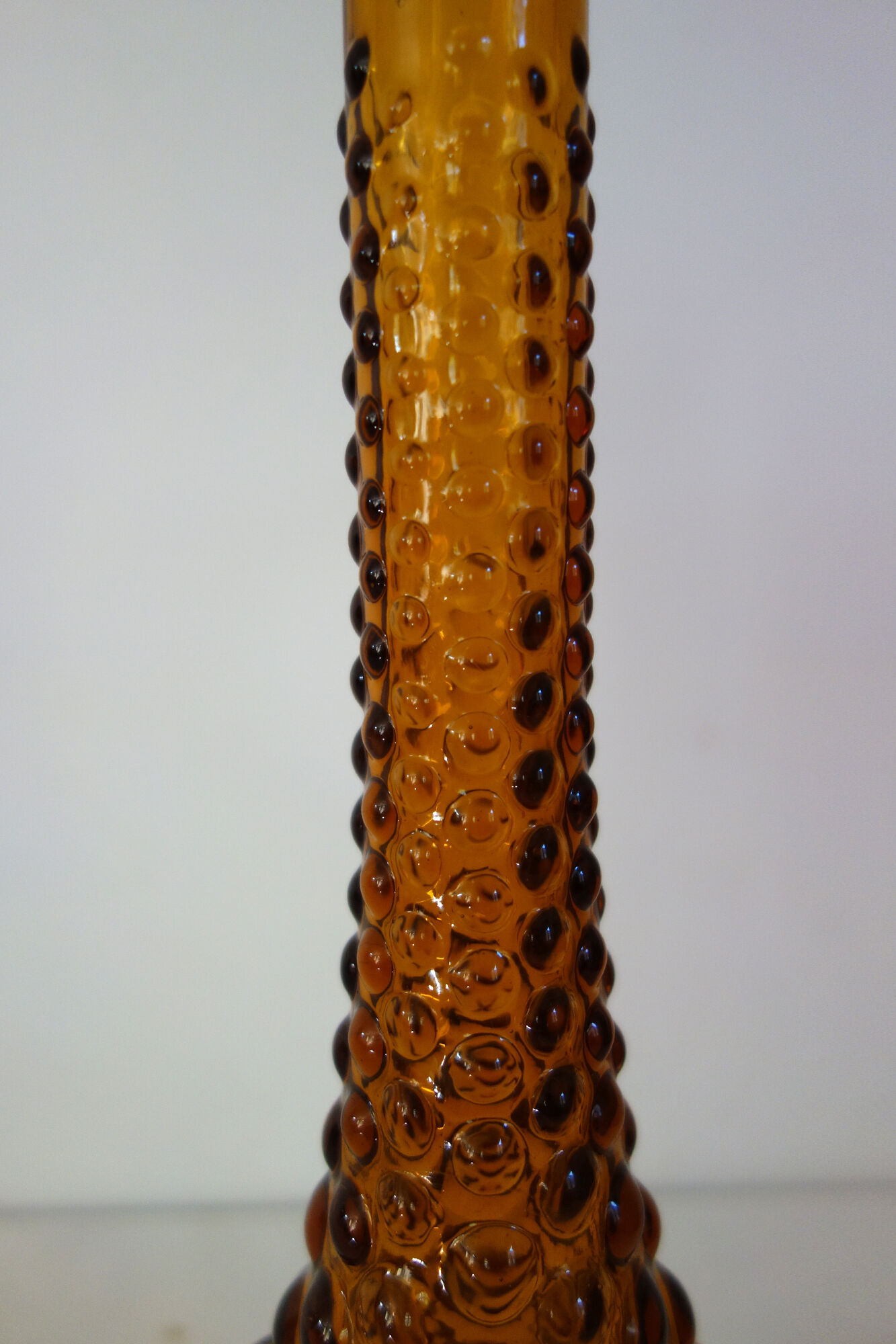 Carafe bottle in brown glass bubbles Empoli 60s