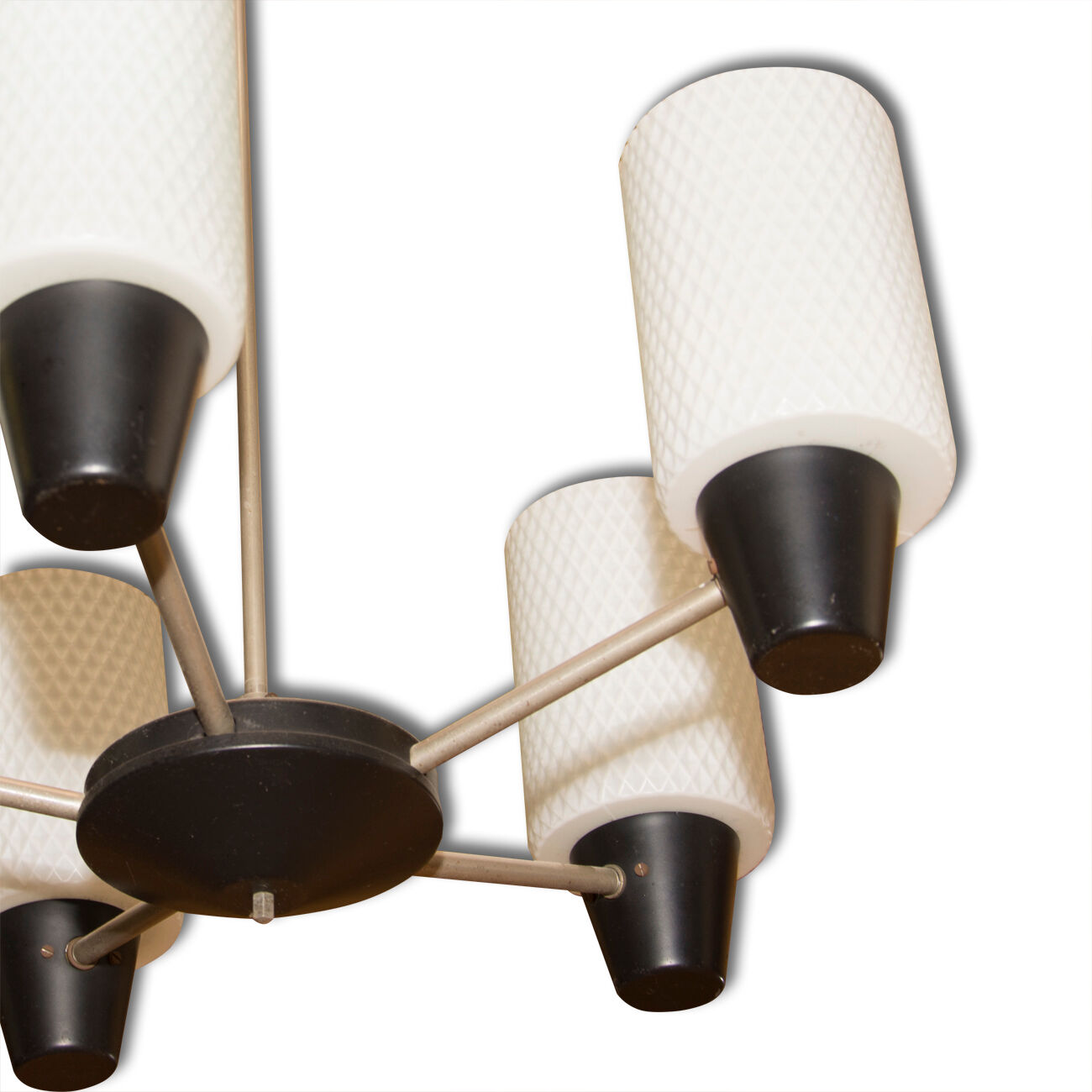 Mid century pendant with five pipe glass lampshades, 1960´s