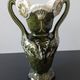 barbotine vase with art nouveau thistle flowers, very rare