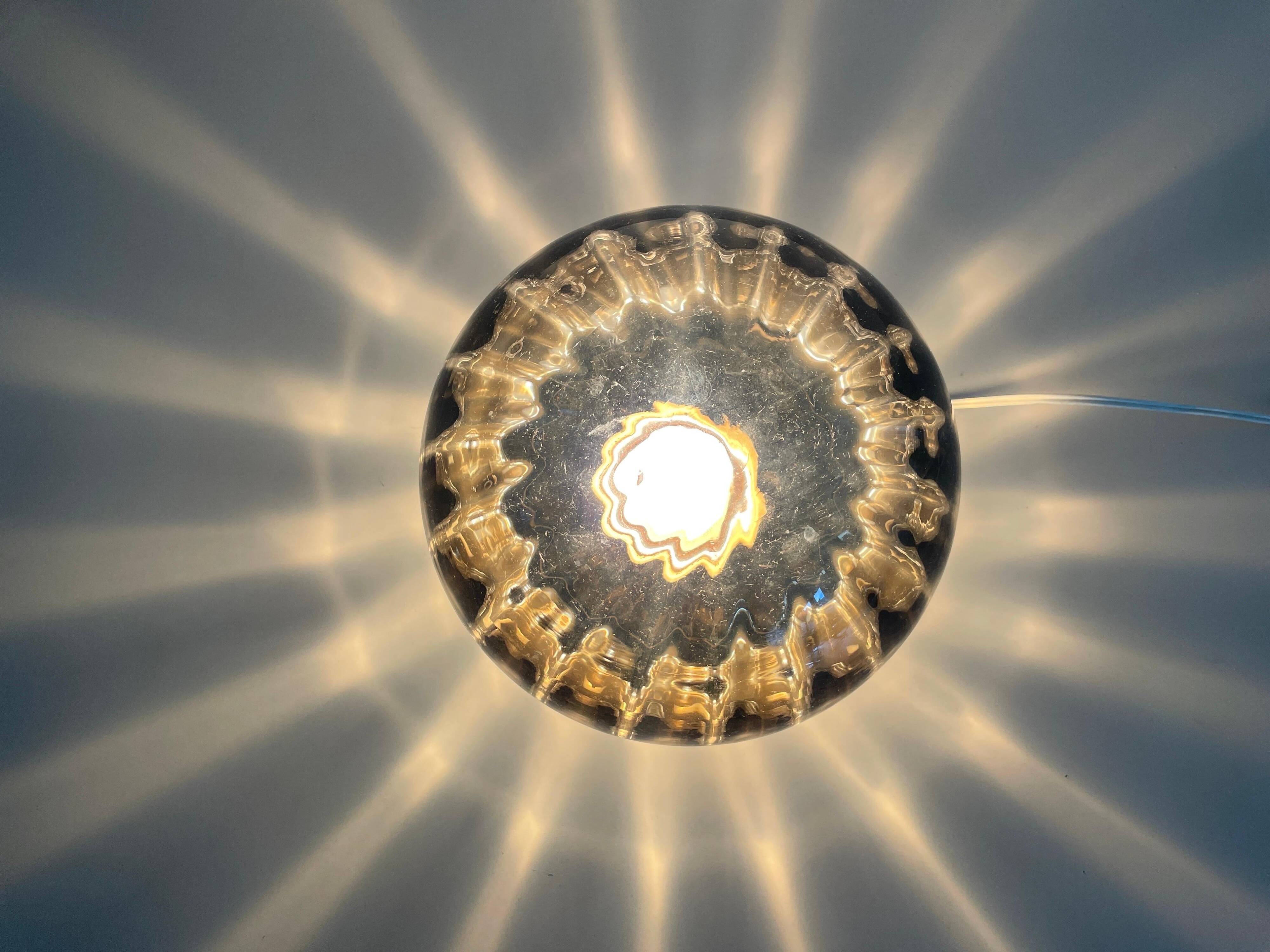 Flush-mounted lamp in chrome and smoked glass by N Leuchten, 1960s, Germany.