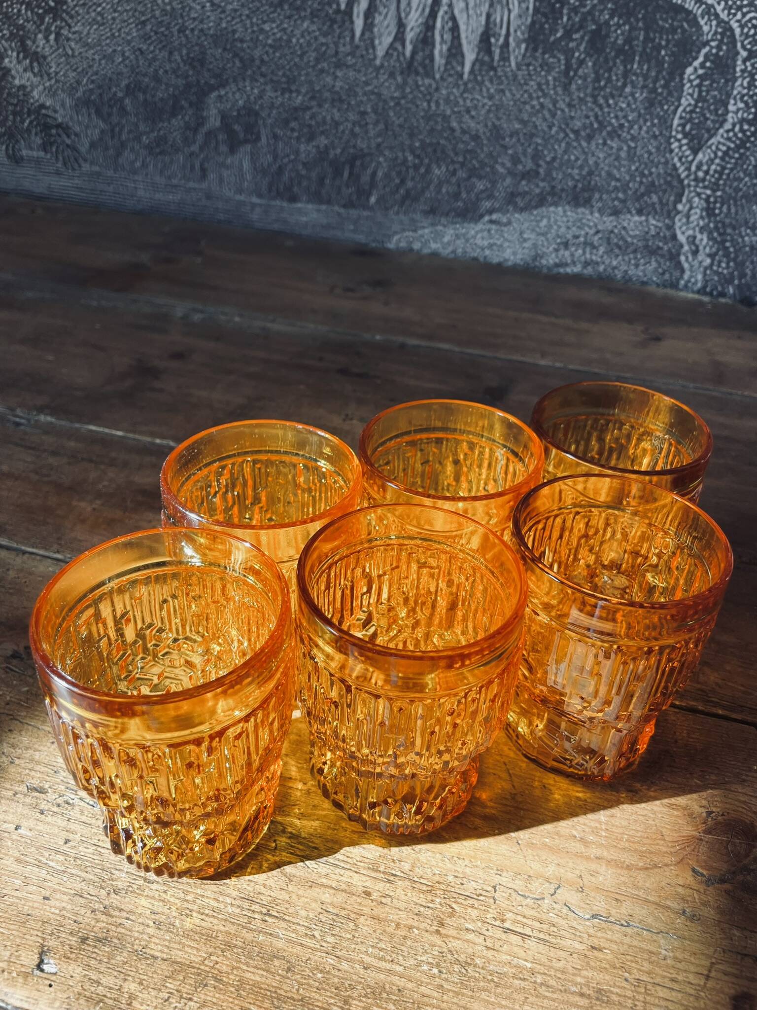 6 Bormioli Rocco 70' amber glasses